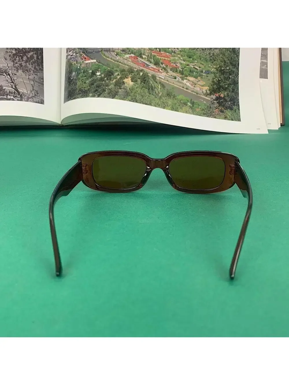 Vintage y2k style Burgundy Brown high quality square shaped sunglasses. Tinted
